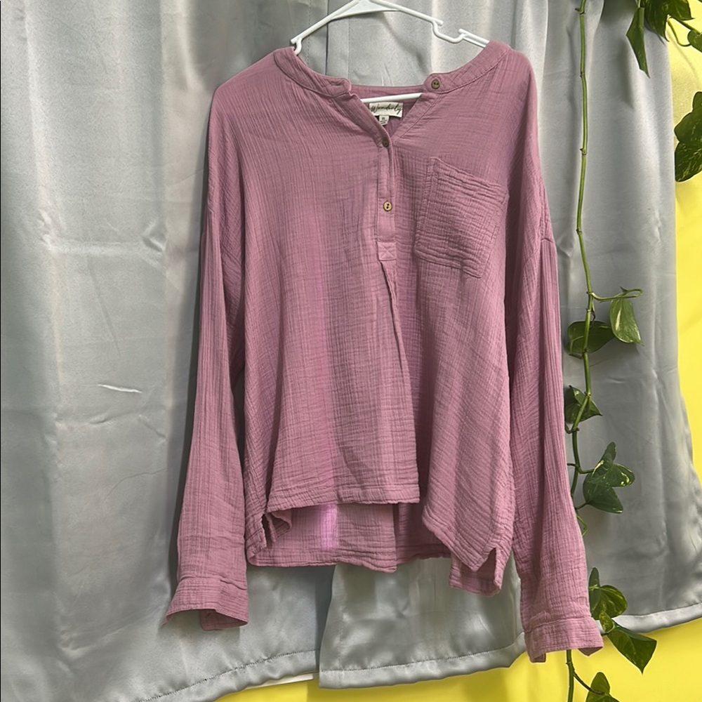 Women's Mauve Button-Up Top